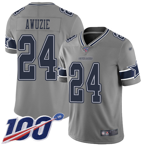 Men Dallas Cowboys Limited Gray Chidobe Awuzie #24 100th Season Inverted Legend NFL Jersey->youth nfl jersey->Youth Jersey